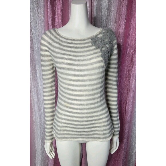 Isaac Mizrahi for Target Alpaca Blend Gray Stripe Sweater Size Medium - Picture 1 of 11